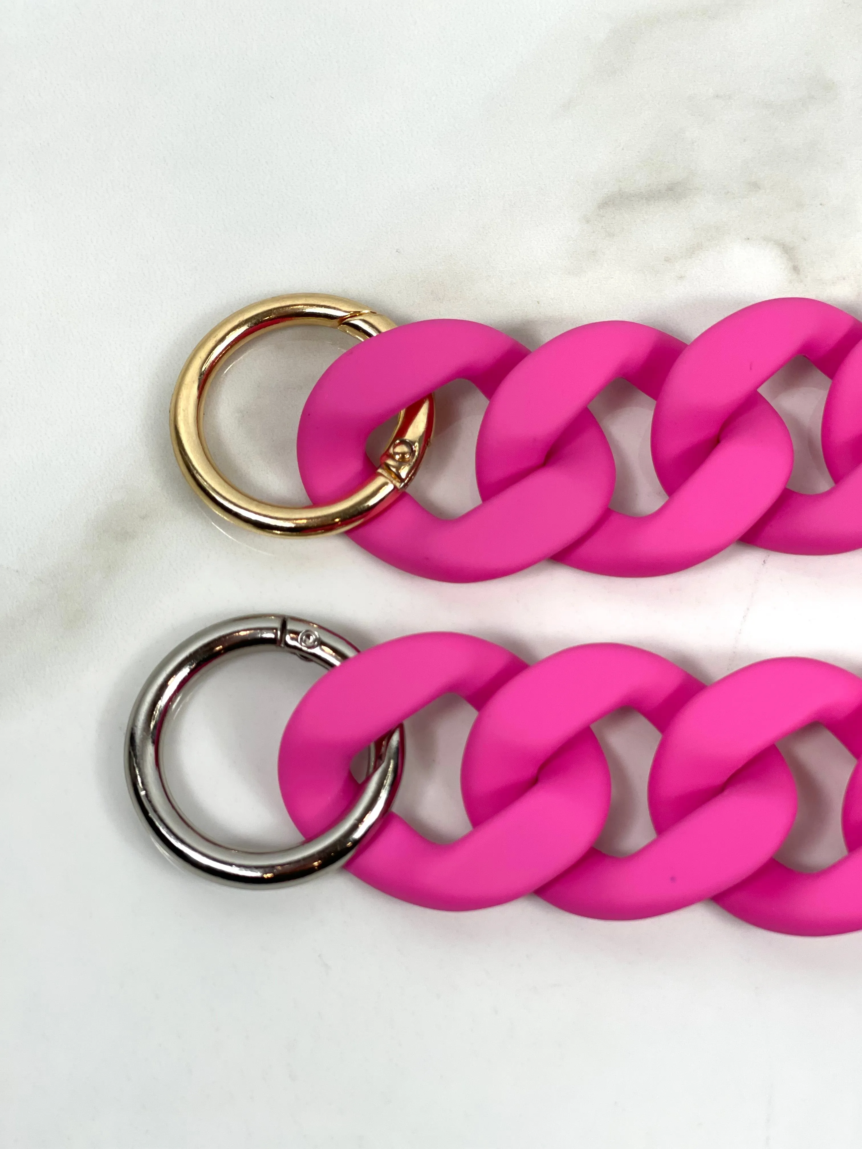 "BUBBLEGUM" Matte Acrylic Top Handle Chain 12”