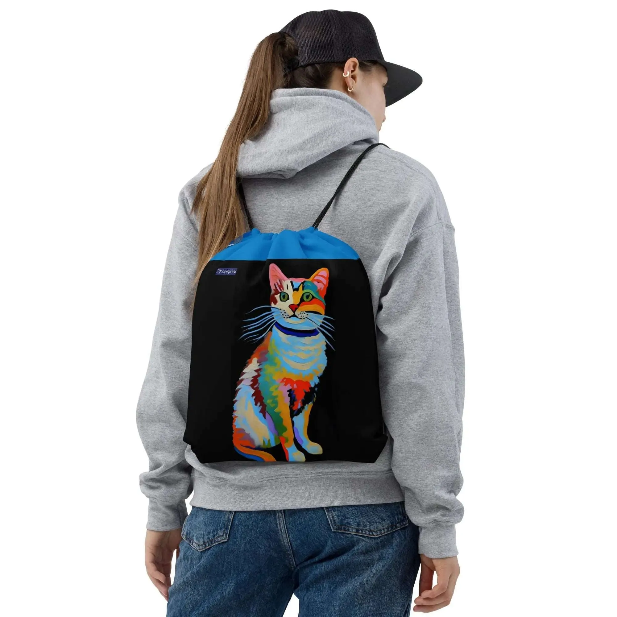 "Cat Lovers" Collection - Cool Cat Drawstring Bag