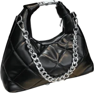 QWINEE Women's Quilted Shoulder Bag Top Handle Zipper Crossbody Bag Elegant Mini Handbags