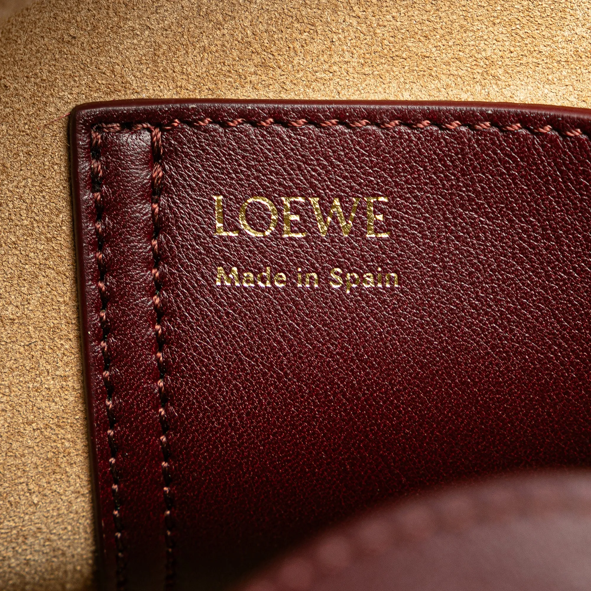 Red LOEWE Mini Calfskin Pebble Bucket Bag Satchel