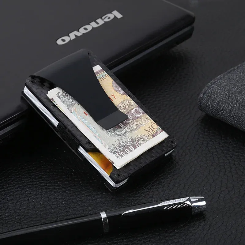 RFID-Blocking Carbon Fiber Aluminum Card Holder Wallet