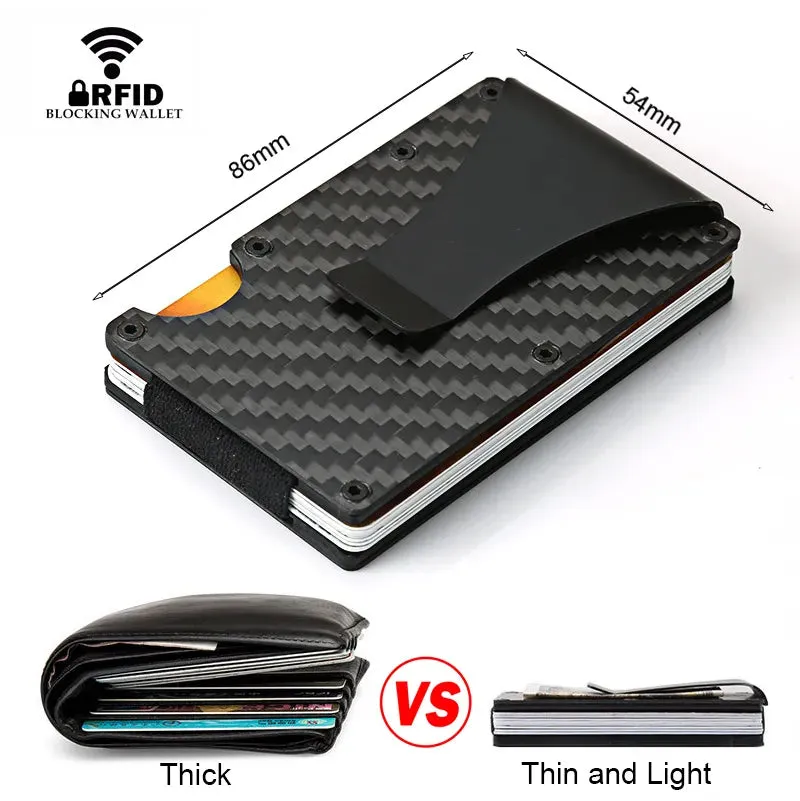 RFID-Blocking Carbon Fiber Aluminum Card Holder Wallet