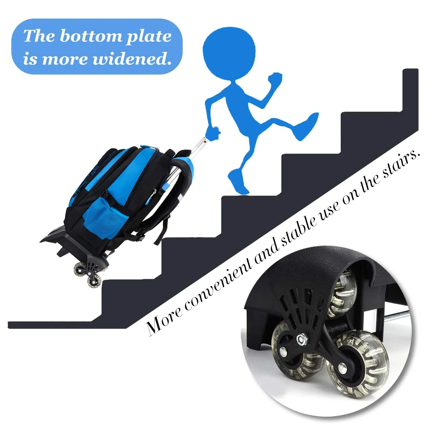 Rolling Backpack, Fanspack Rolling Backpack for Boys Fashion Wheeled Backpack Laptop Backpack
