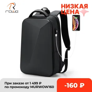 Rowe Laptop Backpack Business Men USB Charging Anti-theft Waterproof Black
