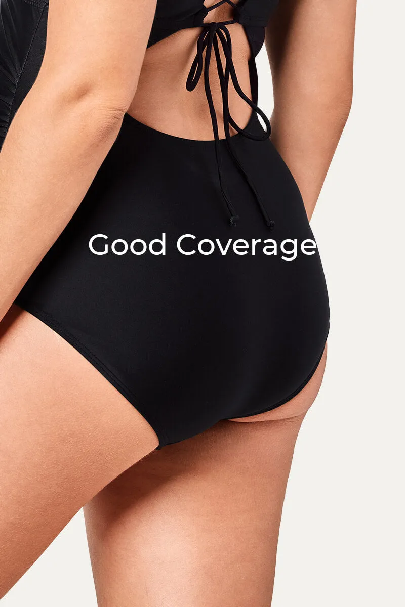 Ruffle One Piece Maternity Bathing Suit With Lace-up Back