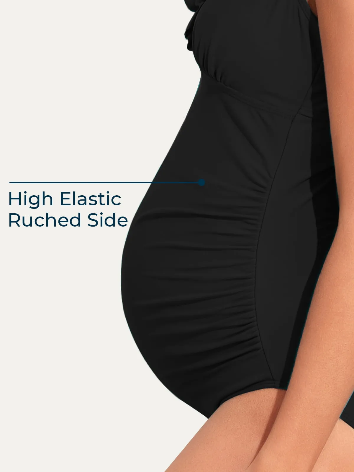Ruffle One Piece Maternity Bathing Suit With Lace-up Back
