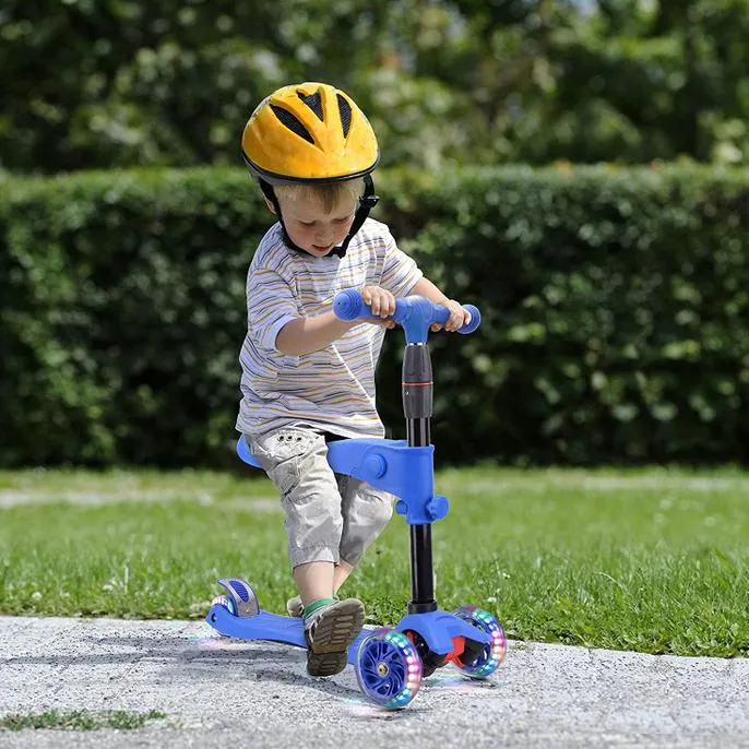 Rugged Racers 2-in-1 Kick Scooter with Removable Seat and LED Wheels