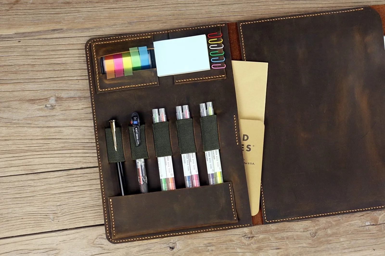 Rustic leather cover case for Panda Planner Pro 8.5 x 11 inch
