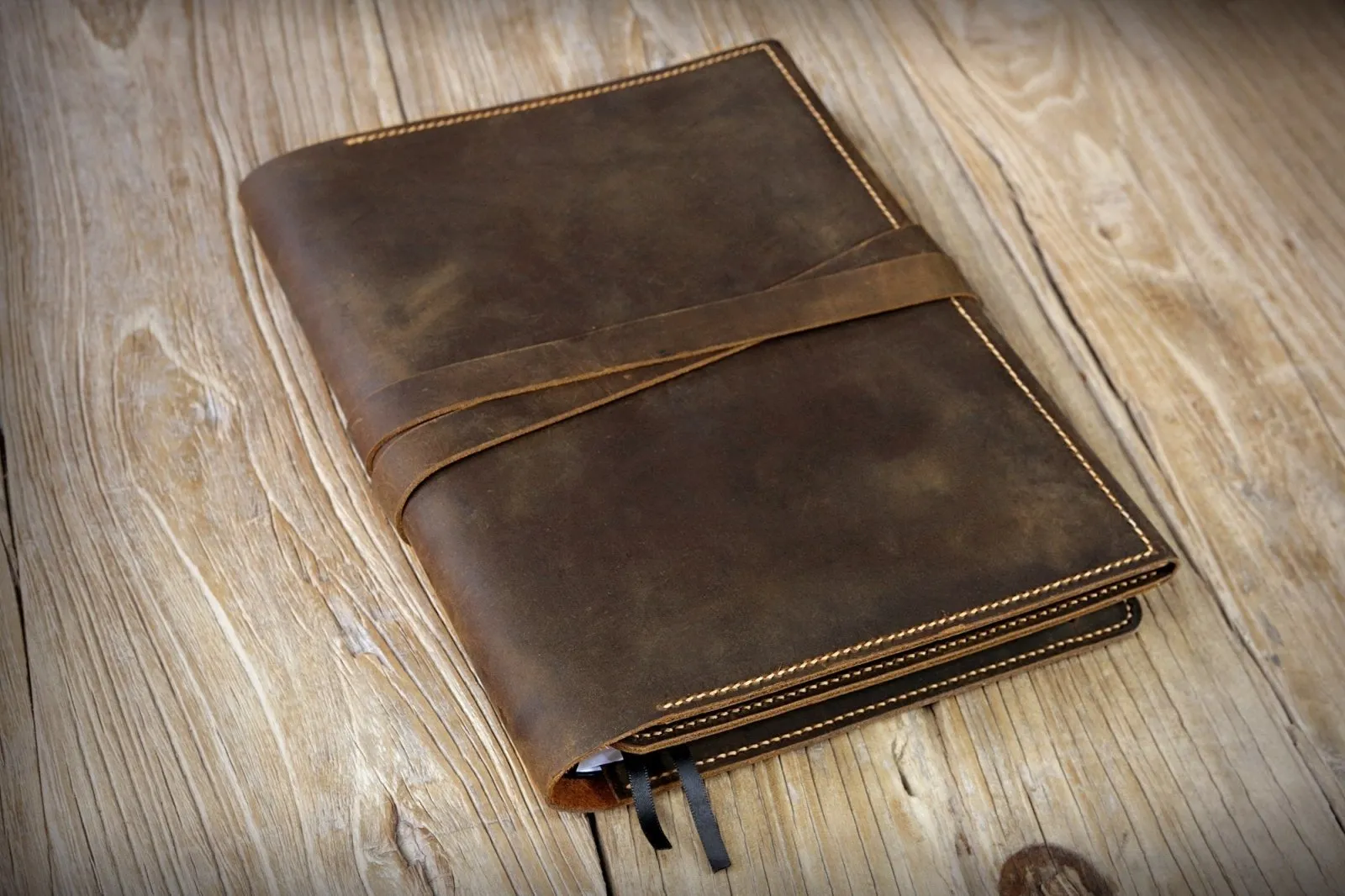 Rustic leather cover case for Panda Planner Pro 8.5 x 11 inch