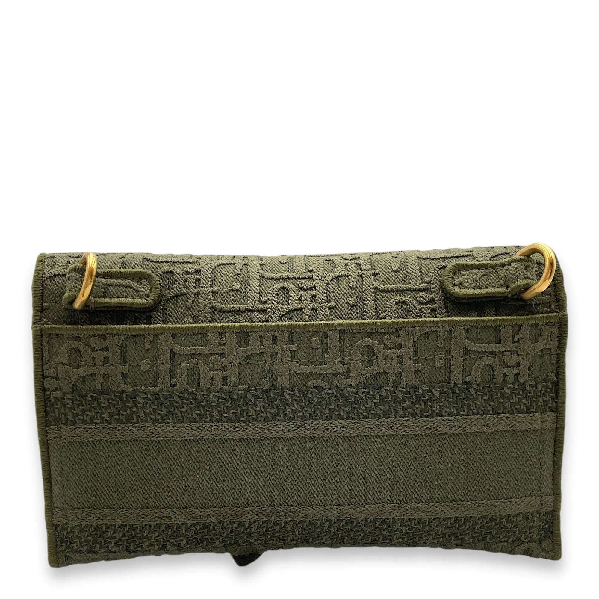 Saddle Green Crossbody Bag in Canvas, Gold hardware