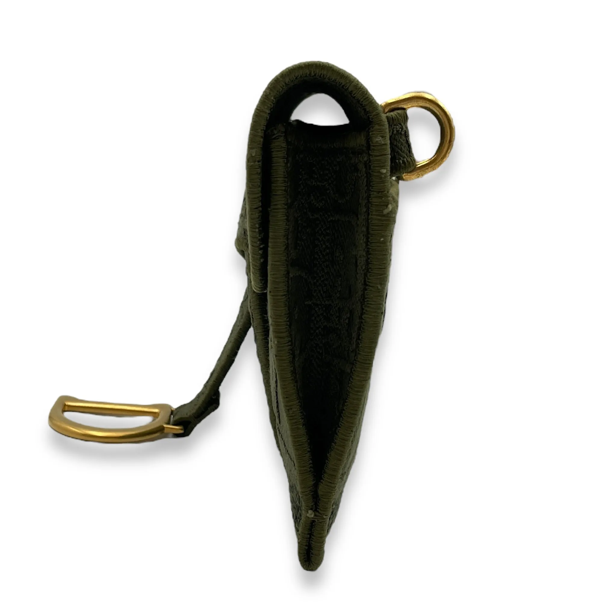 Saddle Green Crossbody Bag in Canvas, Gold hardware