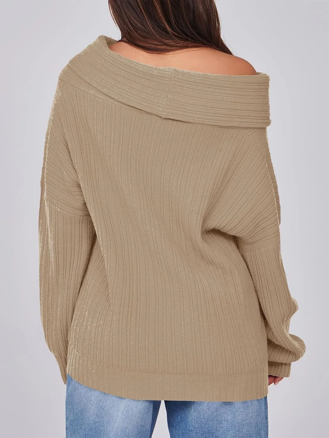 Saodimallsu Womens Off The Shoulder Sweater Top Oversized 2024 Fall Batwing Boat Neck Knit Sexy Casual Pullover