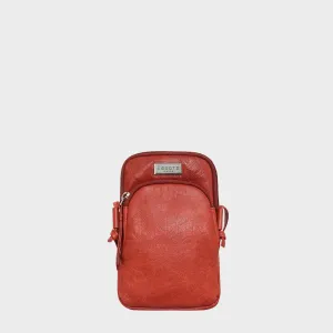 'SARAH' Red Vintage Natural Grain Leather Mini Crossbody Bag