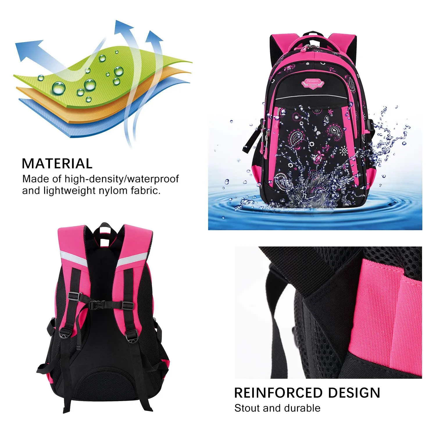 School Backpack, Fanspack Backpack for Girls 2019 New Kids Backpack Waterproof Large Girls School Bag Bookbags