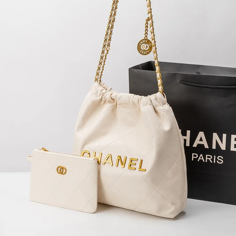 SEALBEER New pearl garbage bag, tote bag, simple and fashionable shoulder underarm bag, small fragrant wind rhombus chain women's bag