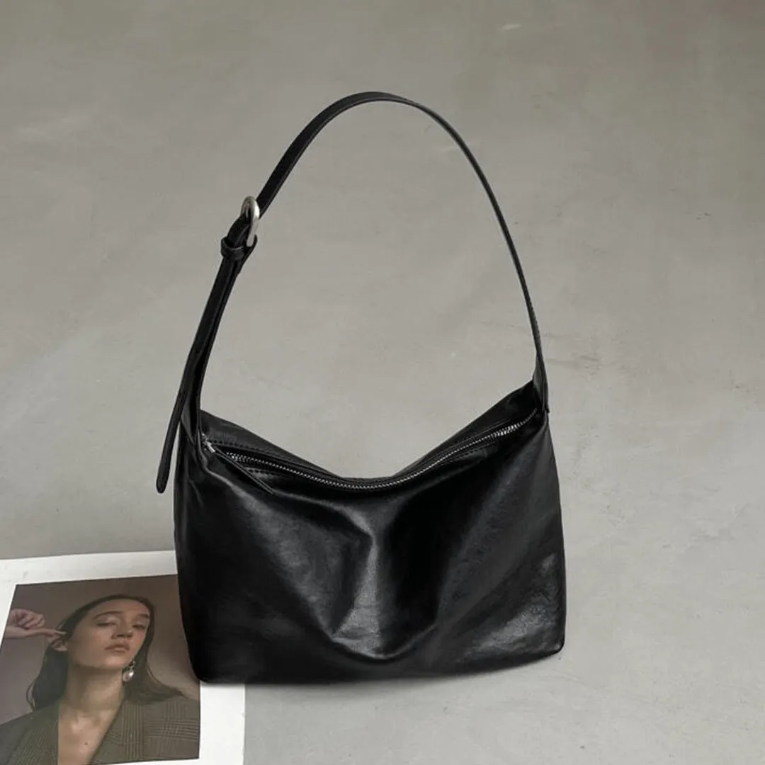 SEALBEER Vegetable tanned first-layer cowhide hobo bag, genuine leather underarm tote bag, women's large-capacity messenger dumpling bag popular new bag
