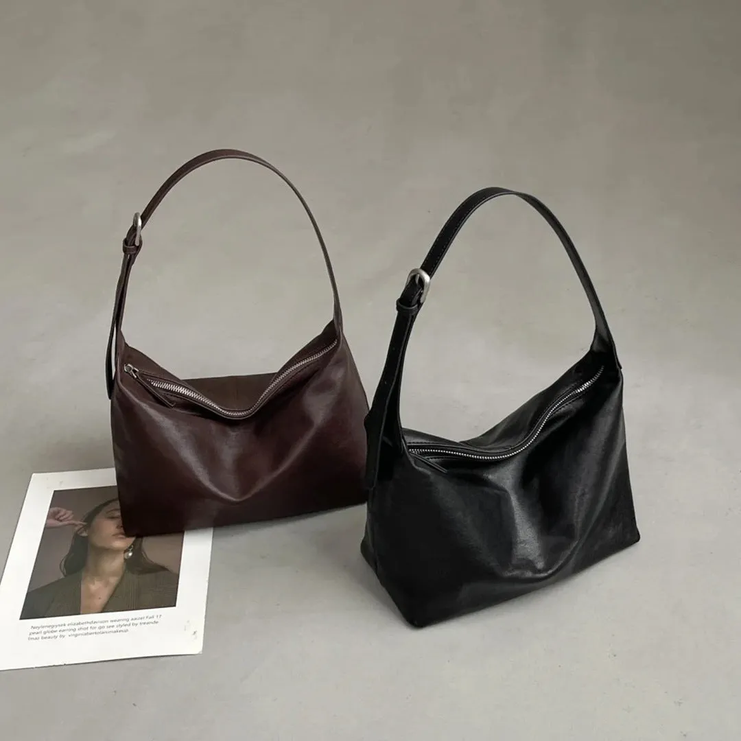 SEALBEER Vegetable tanned first-layer cowhide hobo bag, genuine leather underarm tote bag, women's large-capacity messenger dumpling bag popular new bag