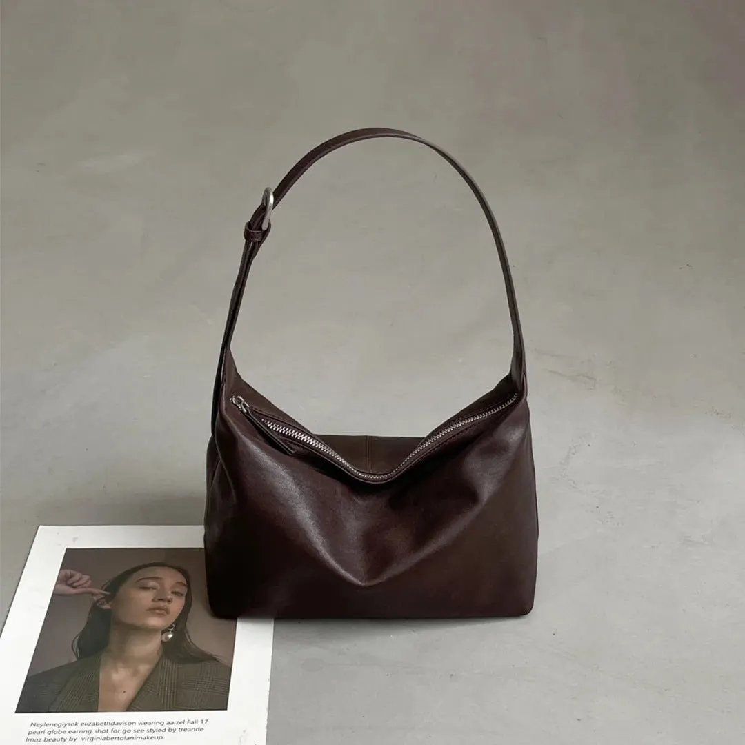 SEALBEER Vegetable tanned first-layer cowhide hobo bag, genuine leather underarm tote bag, women's large-capacity messenger dumpling bag popular new bag