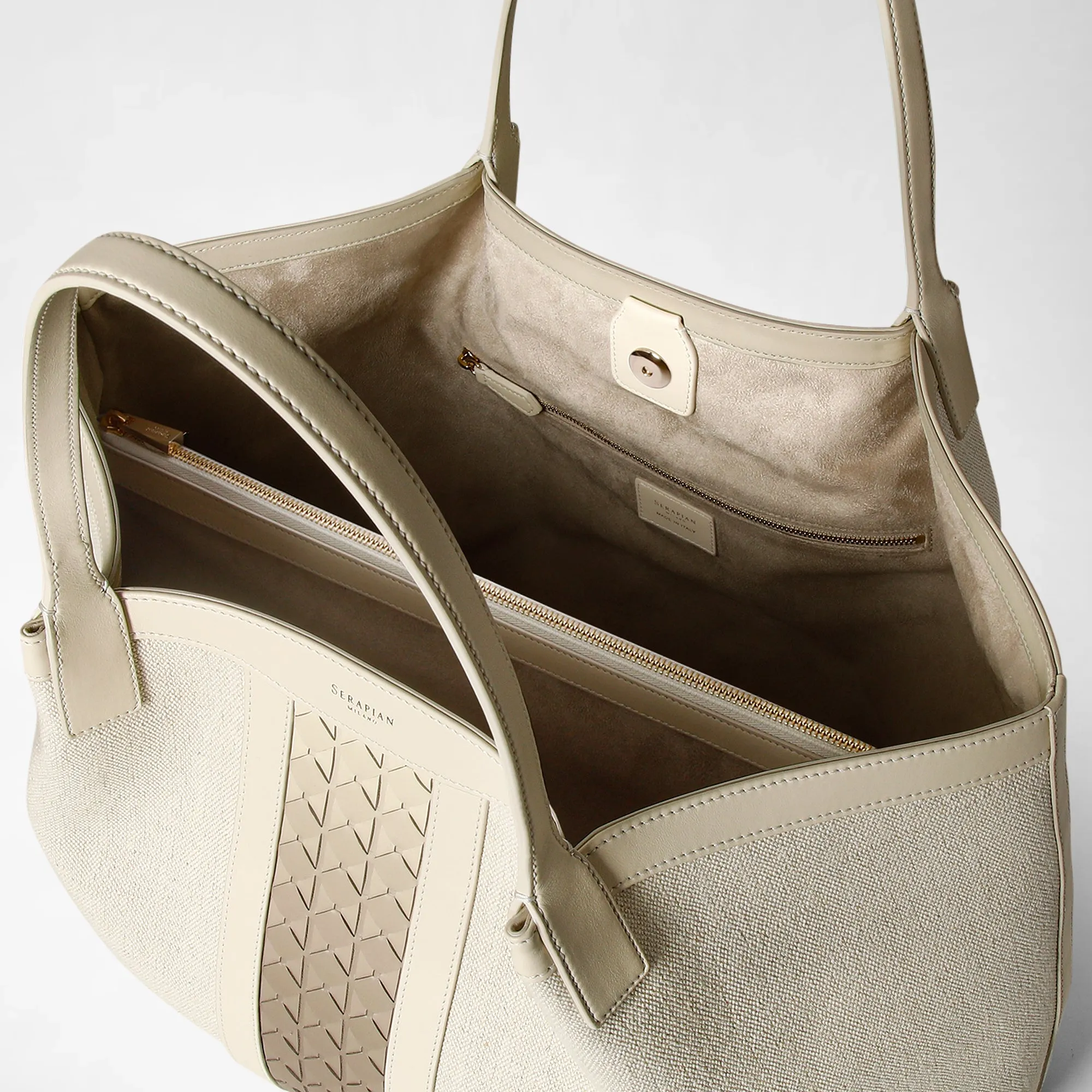 SECRET TOTE BAG IN CANVAS AND MOSAICO