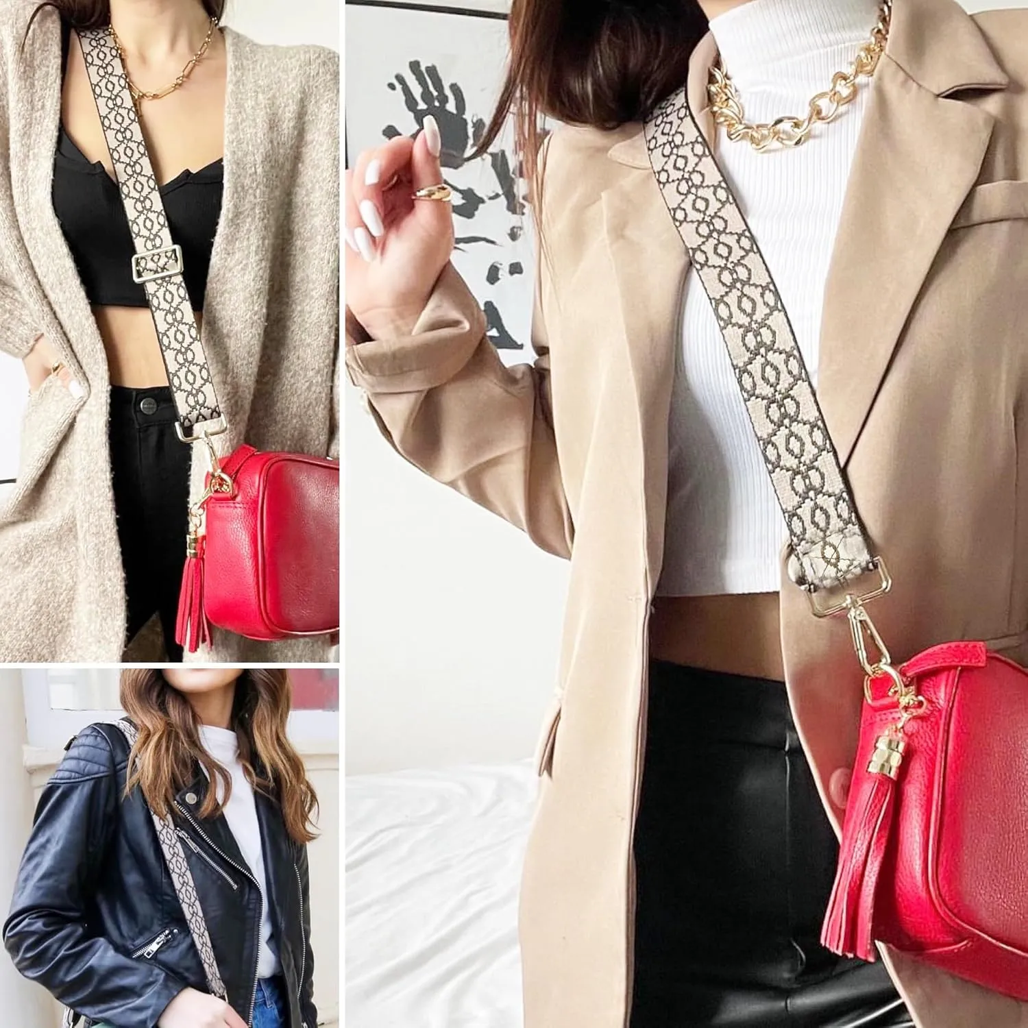Senral Wide Adjustable Shoulder Strap for Shoulder Bag and Handbag Multicoloured Webbing Bag Strap 1.5 Inches