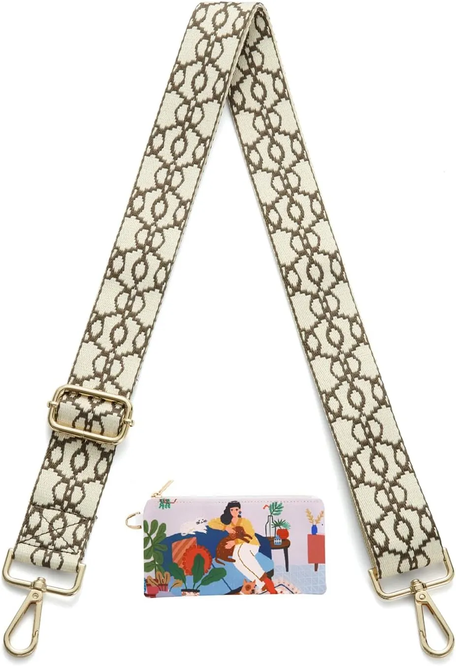 Senral Wide Adjustable Shoulder Strap for Shoulder Bag and Handbag Multicoloured Webbing Bag Strap 1.5 Inches