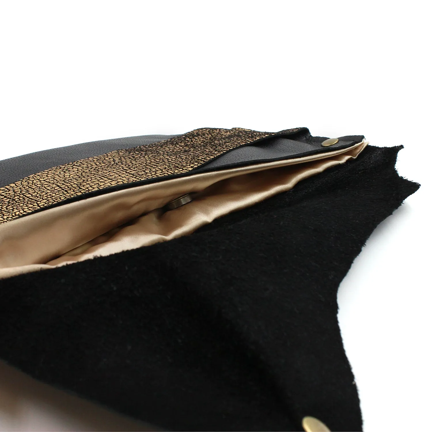 Sexy Black and Gold Genuine Leather Evening Clutch