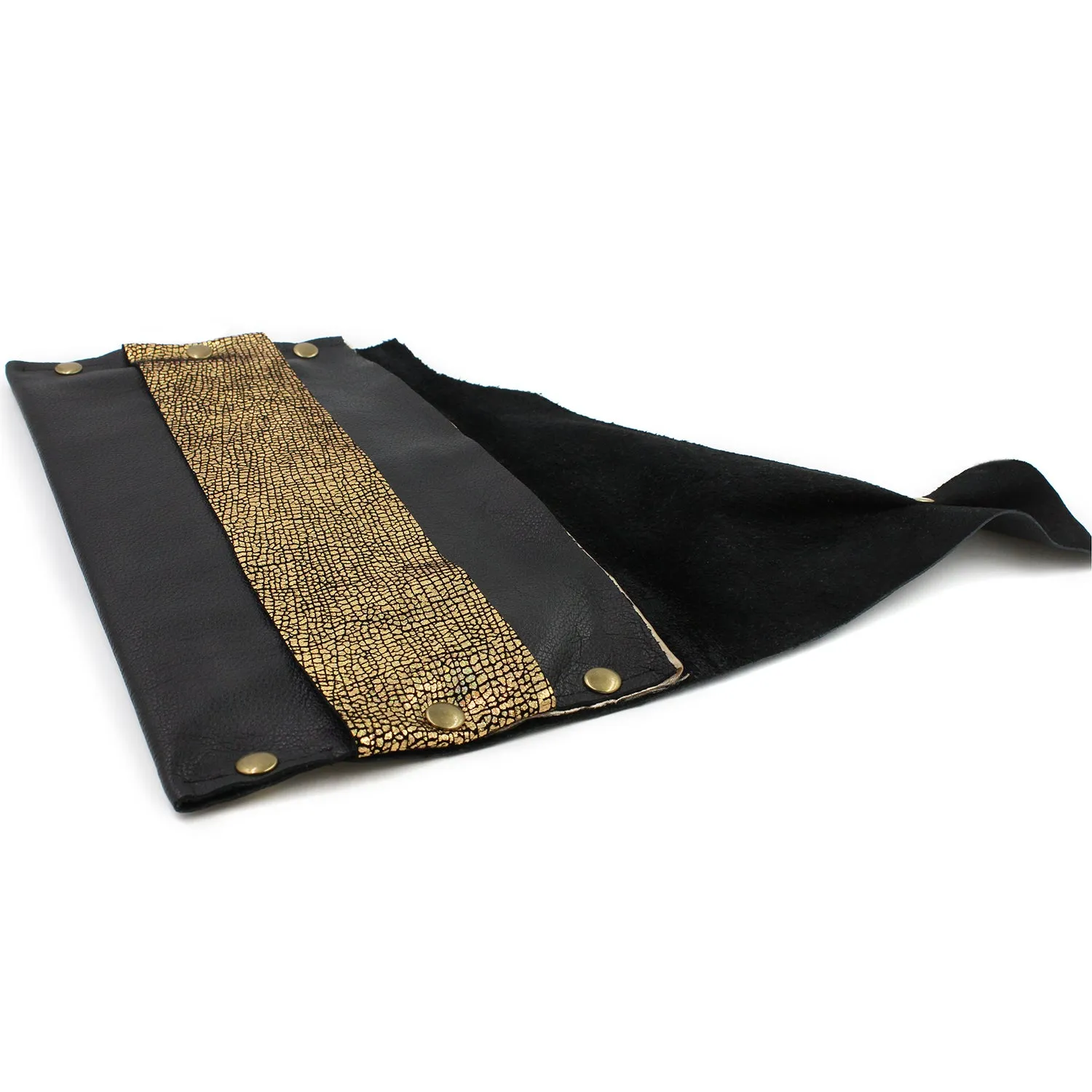 Sexy Black and Gold Genuine Leather Evening Clutch