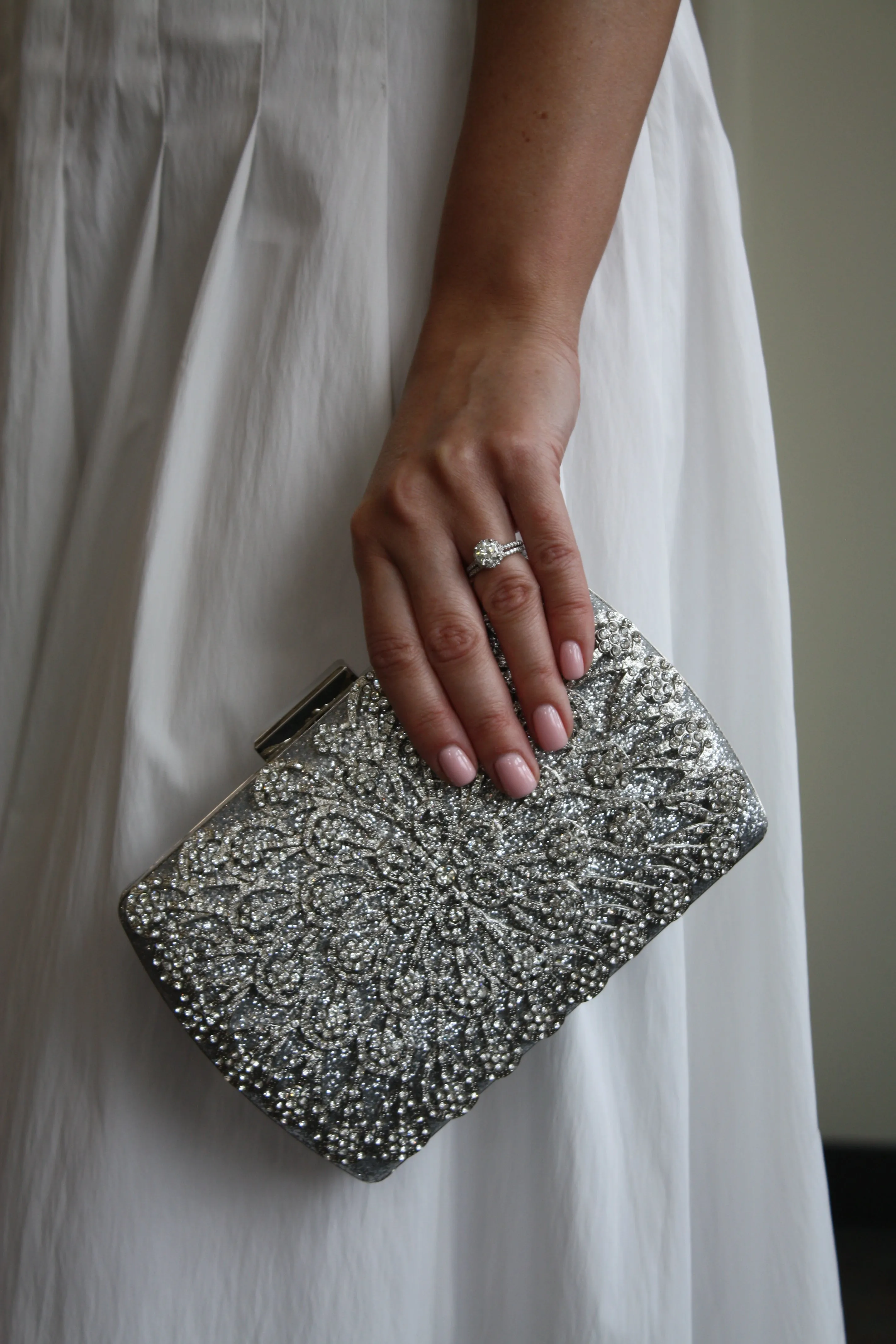 Silver Crystal Clutch
