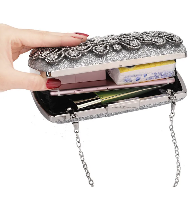 Silver Crystal Clutch