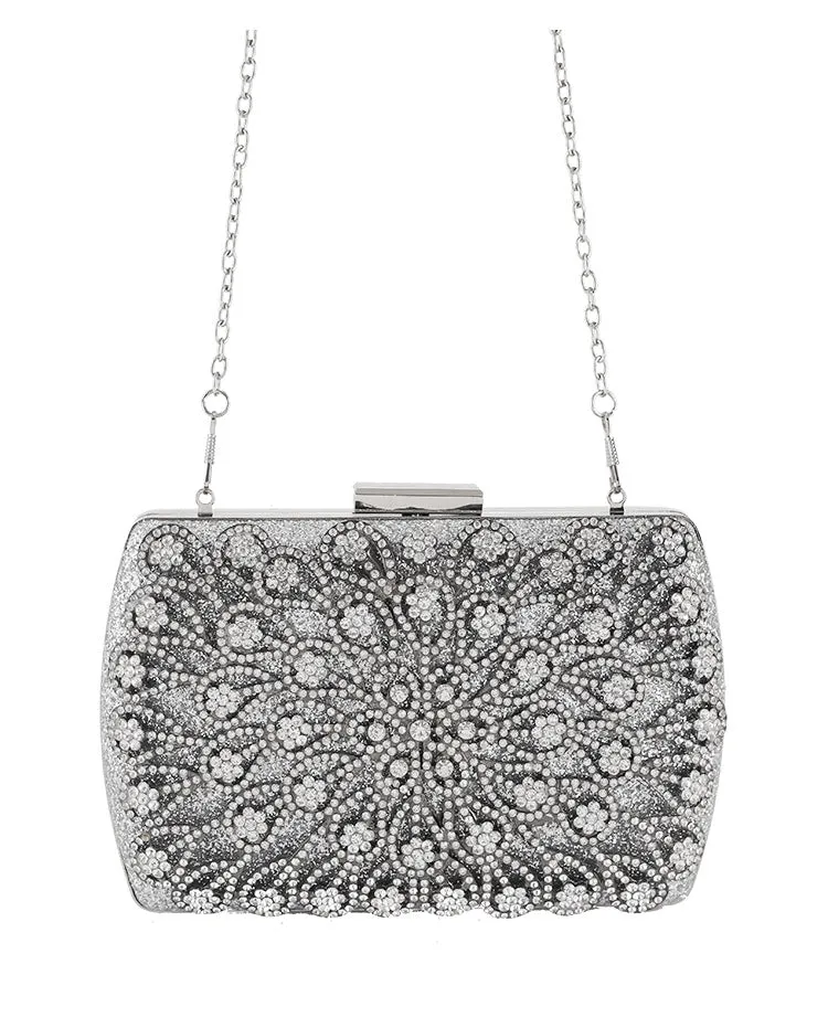 Silver Crystal Clutch