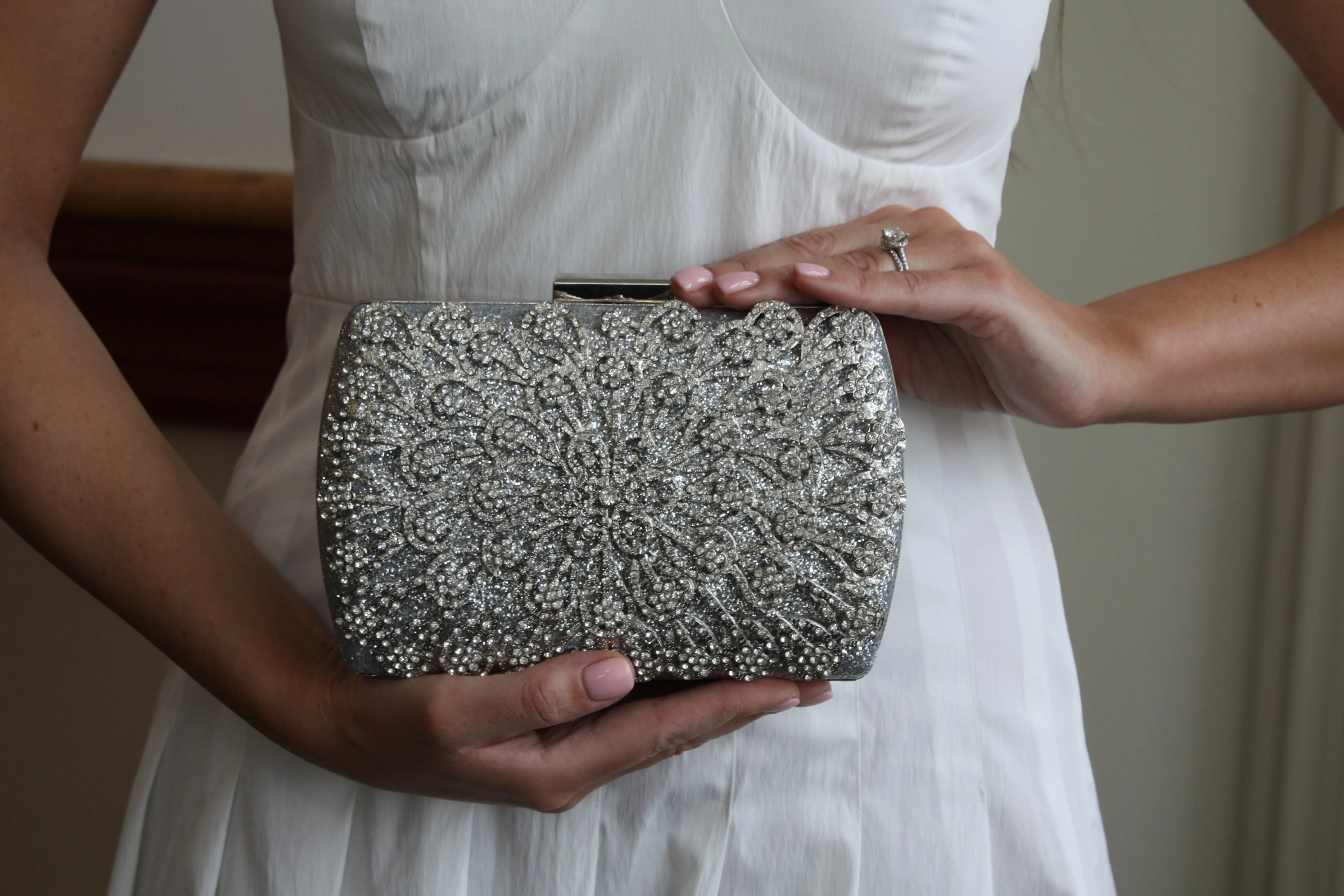 Silver Crystal Clutch