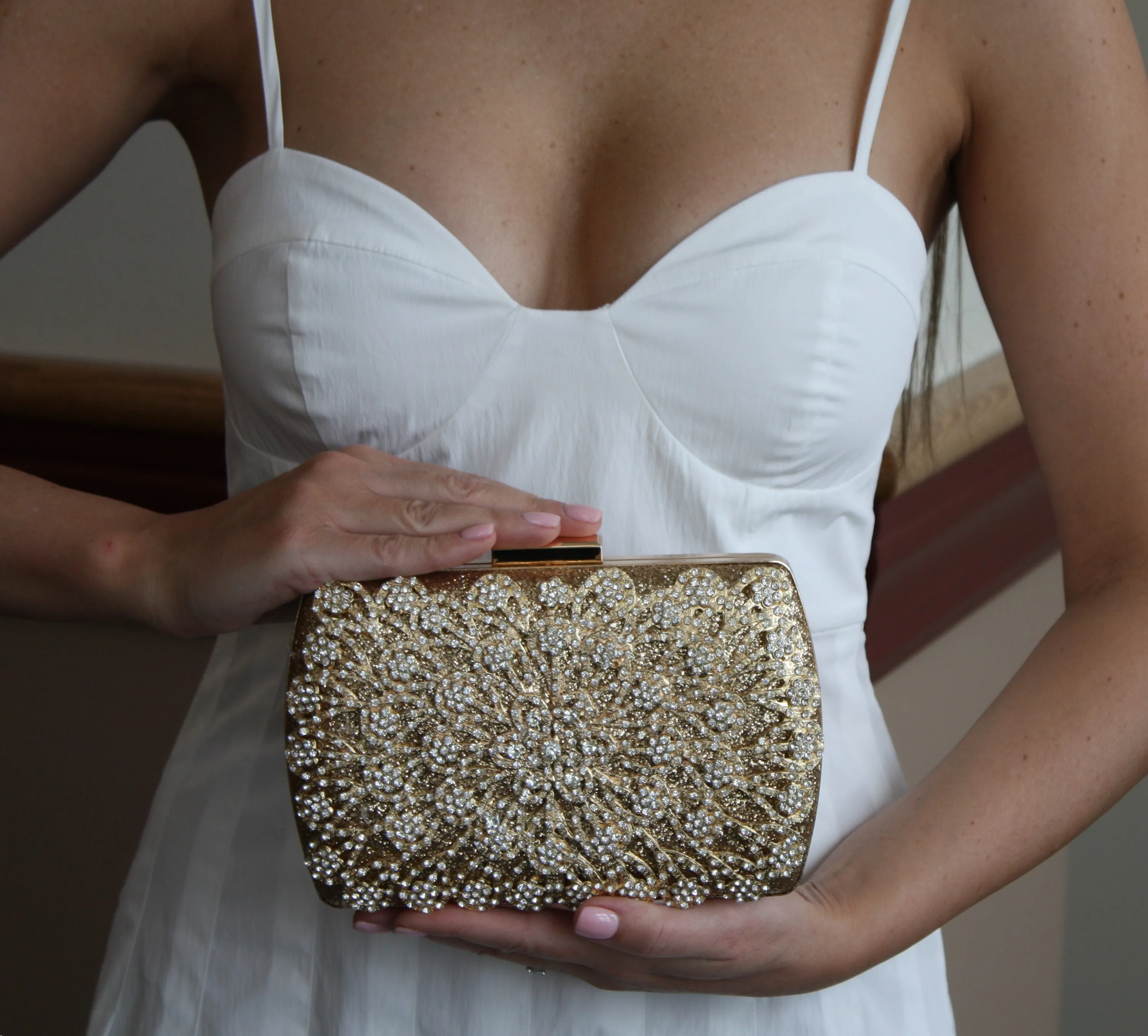 Silver Crystal Clutch