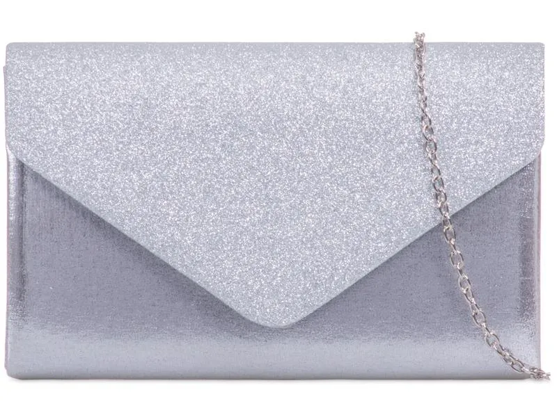 Silver Glitter Shimmer Clutch Bag