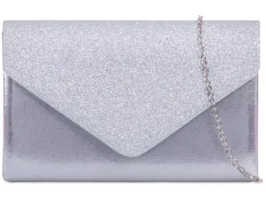 Silver Glitter Shimmer Clutch Bag