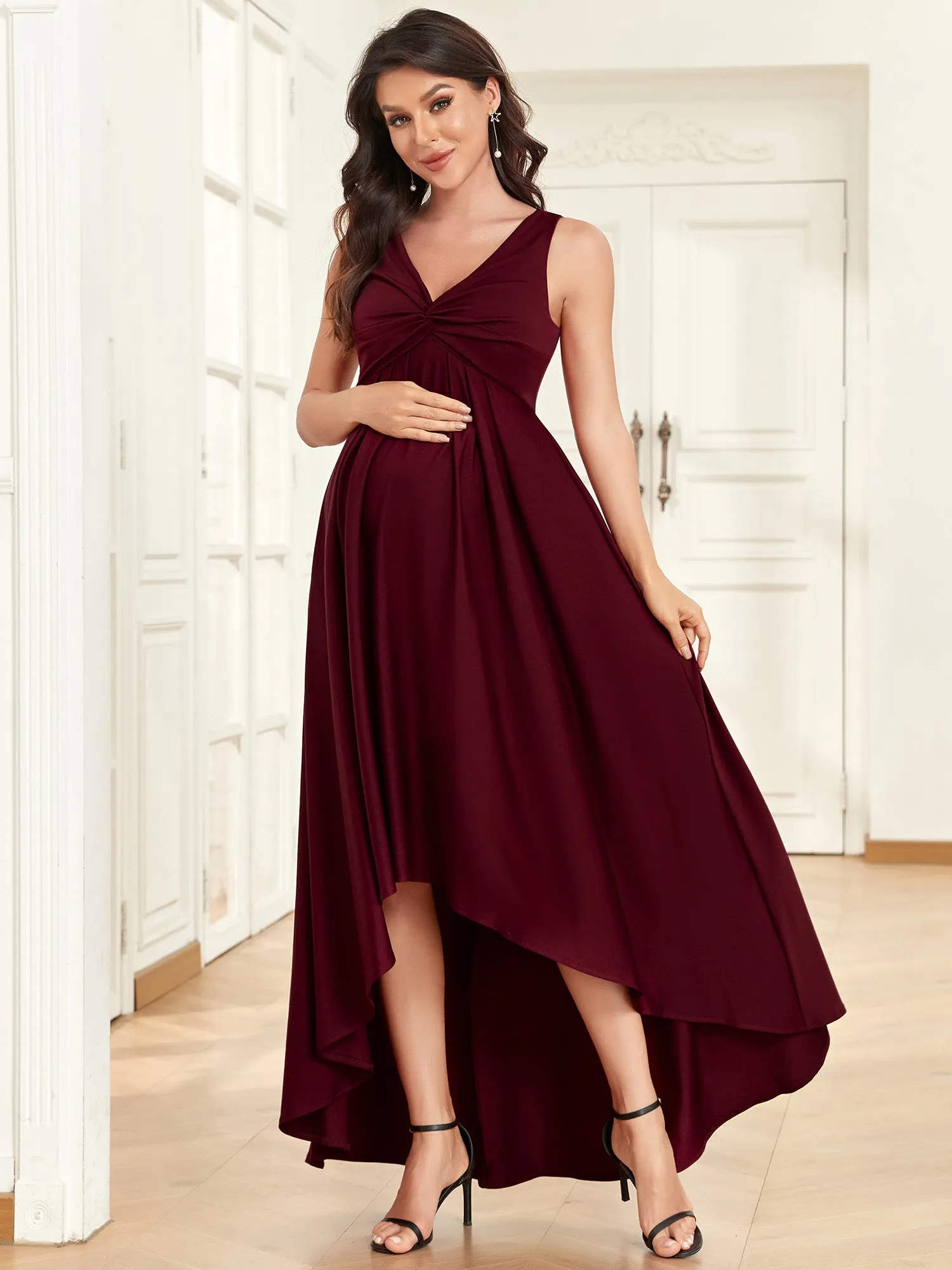 Sleeveless V-Neck Asymmetrical Hem Wholesale Maternity Dresses EY0290B