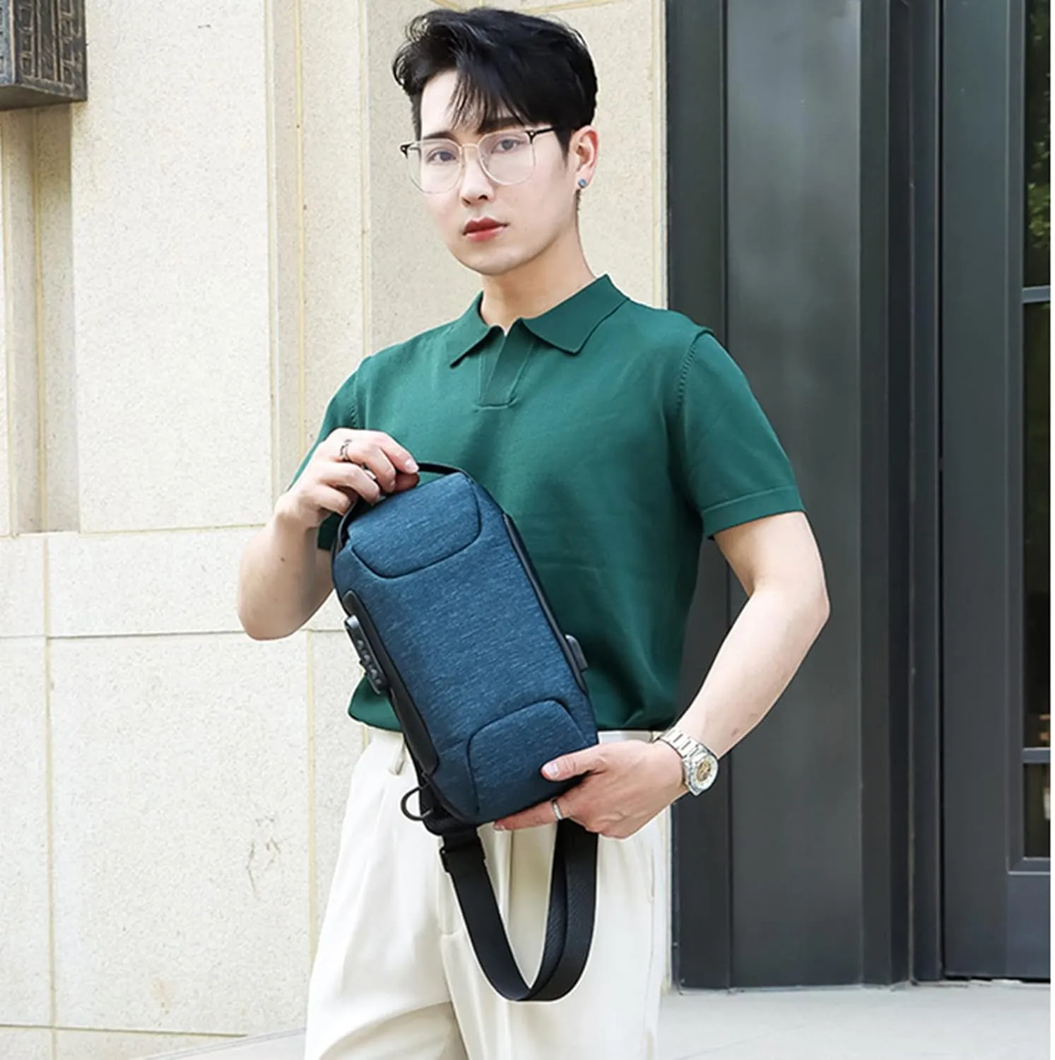 Sling Bag for Men Women Chest Bags Daypack Crossbody for Travel Sport Running Hiking Summer Beach Bag(Blue)