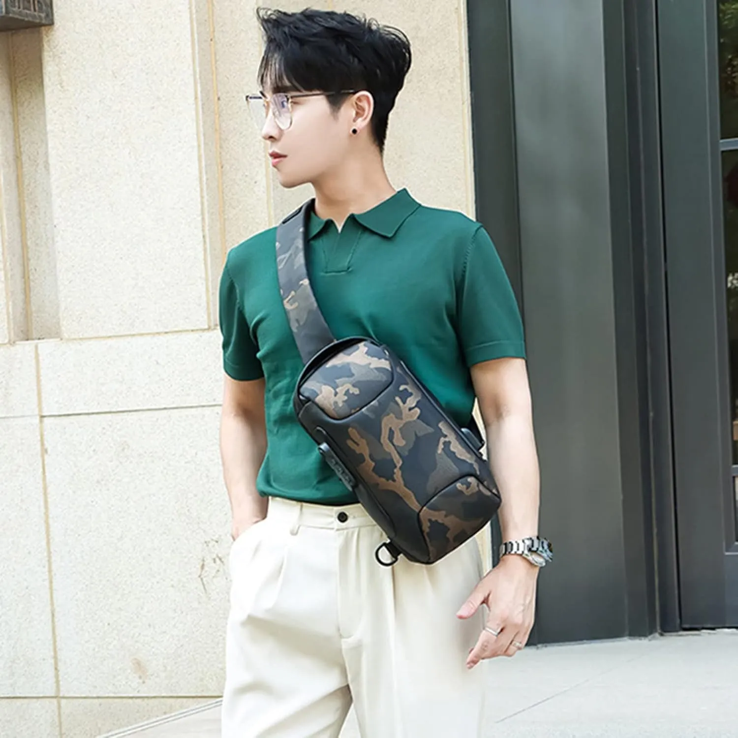 Sling Bag for Men Women Soft Leather Travel Purse Crossbody Wallet Purses with Card Slots Stylish Shoulder Bag