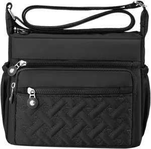 Sling Bags for Women Anti Theft Travel Lightweight Quilted Leather Handbags for Women Lightweight Work Bag(Black)