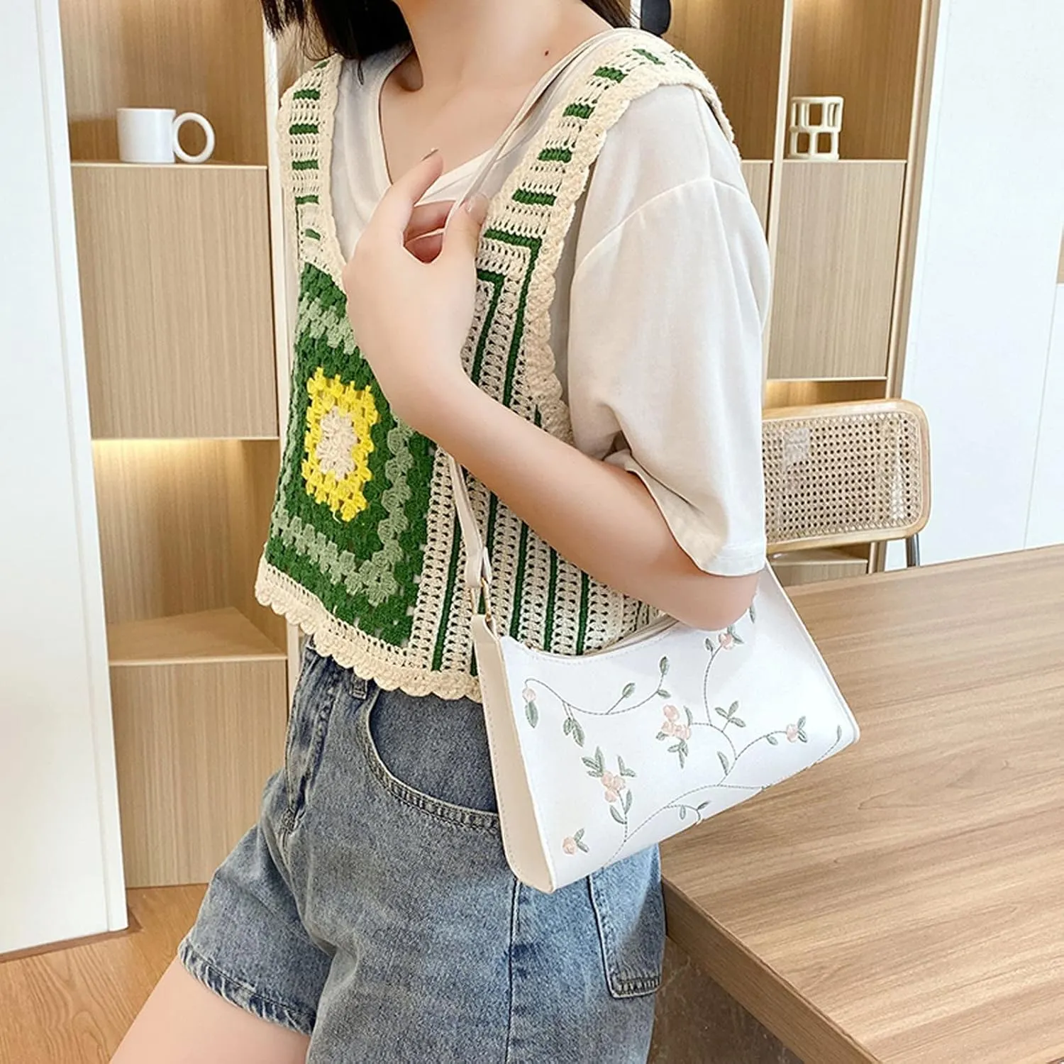 Sling Bags for Women Anti Theft Travel Women's Shoulder Bags Tote Satchel Hobo Cute Purse for Women Trendy(White)