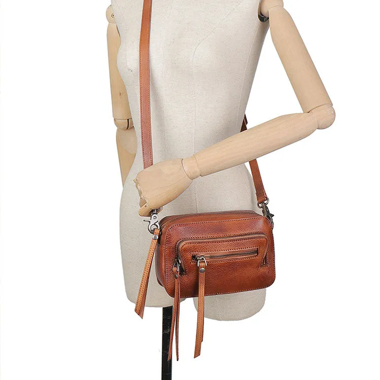 Small Ladies Genuine Leather Cross Shoulder Bag Purse Side Bags for Women