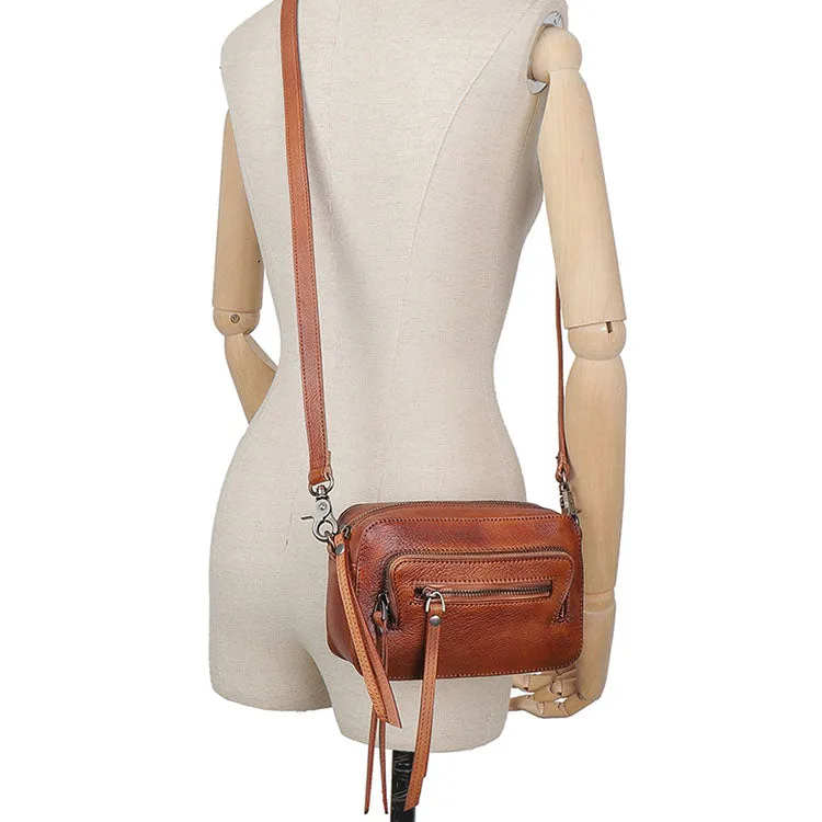 Small Ladies Genuine Leather Cross Shoulder Bag Purse Side Bags for Women