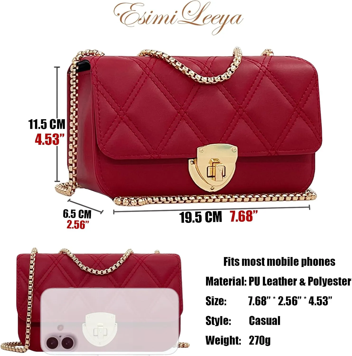 Small Mini Handbags for Women with Golden Chain Cross Body Purses for Women