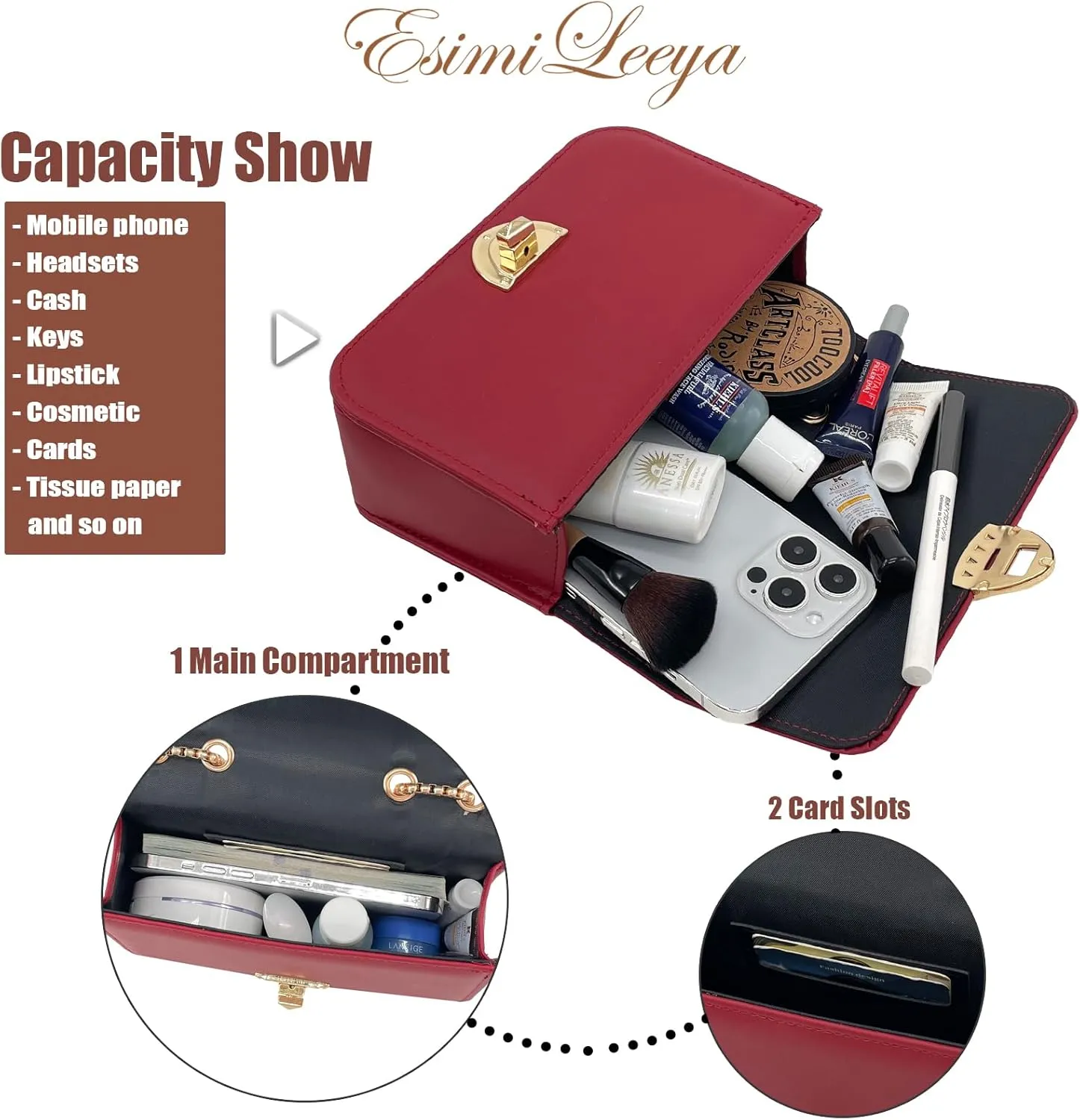 Small Mini Handbags for Women with Golden Chain Cross Body Purses for Women