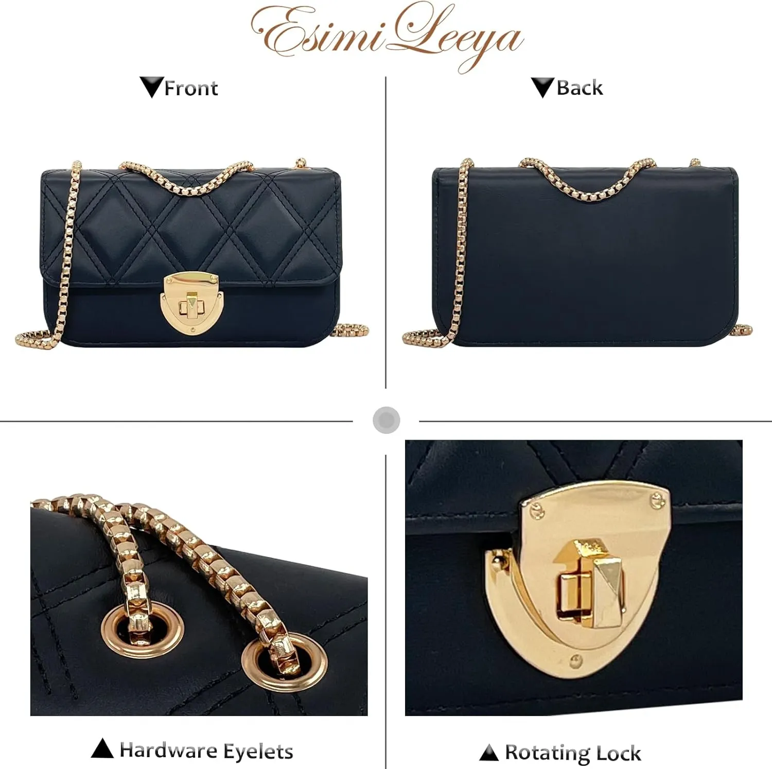 Small Mini Handbags for Women with Golden Chain Cross Body Purses for Women