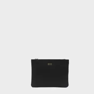 'SOPHIA' Black Pebble Grain Zip Top Leather Crossbody Bag