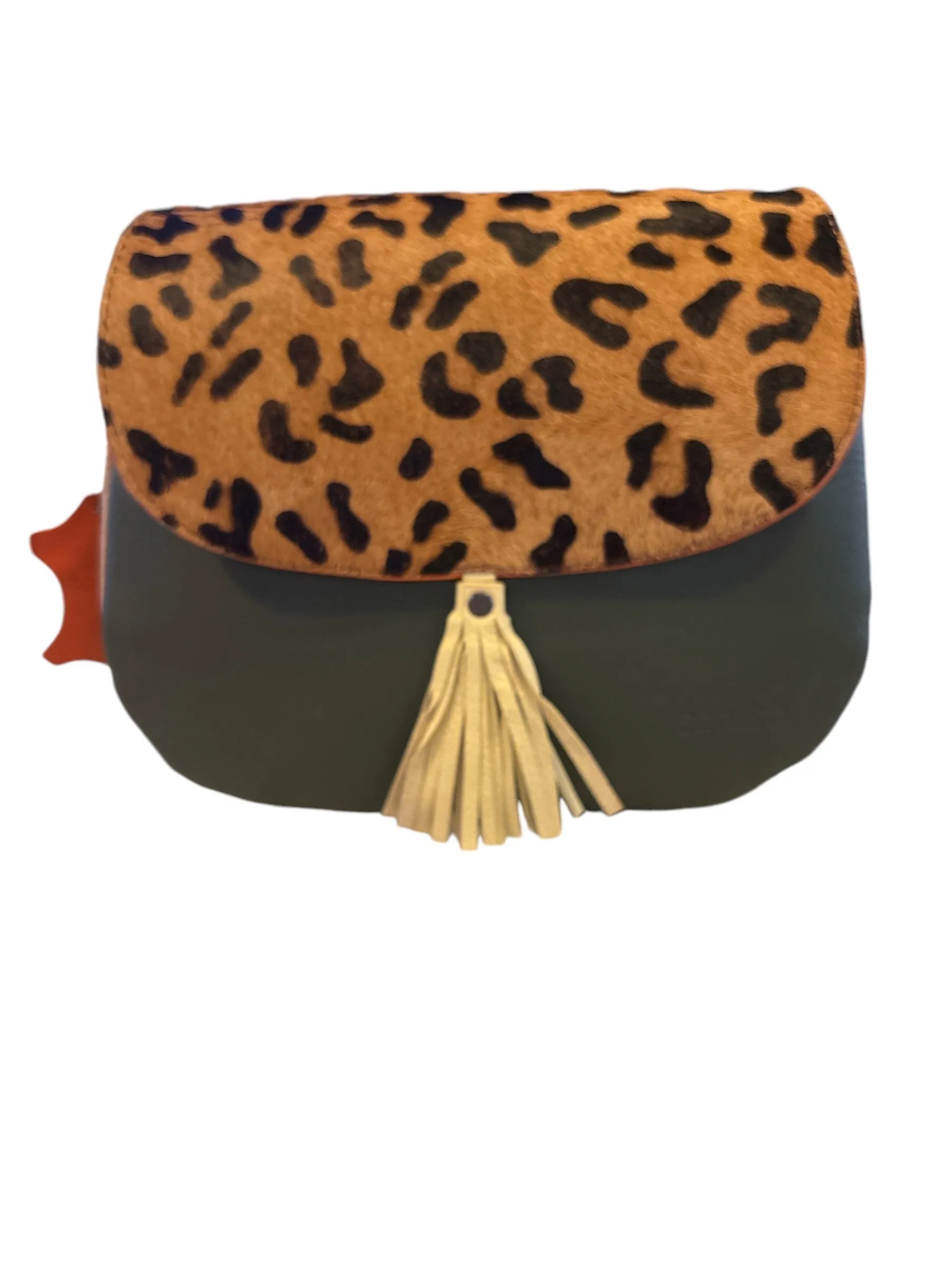 Soruka - Lola - Reverse Flap Bright Orange, Navy Leather Shoulder/Crossbody Bag (81012)