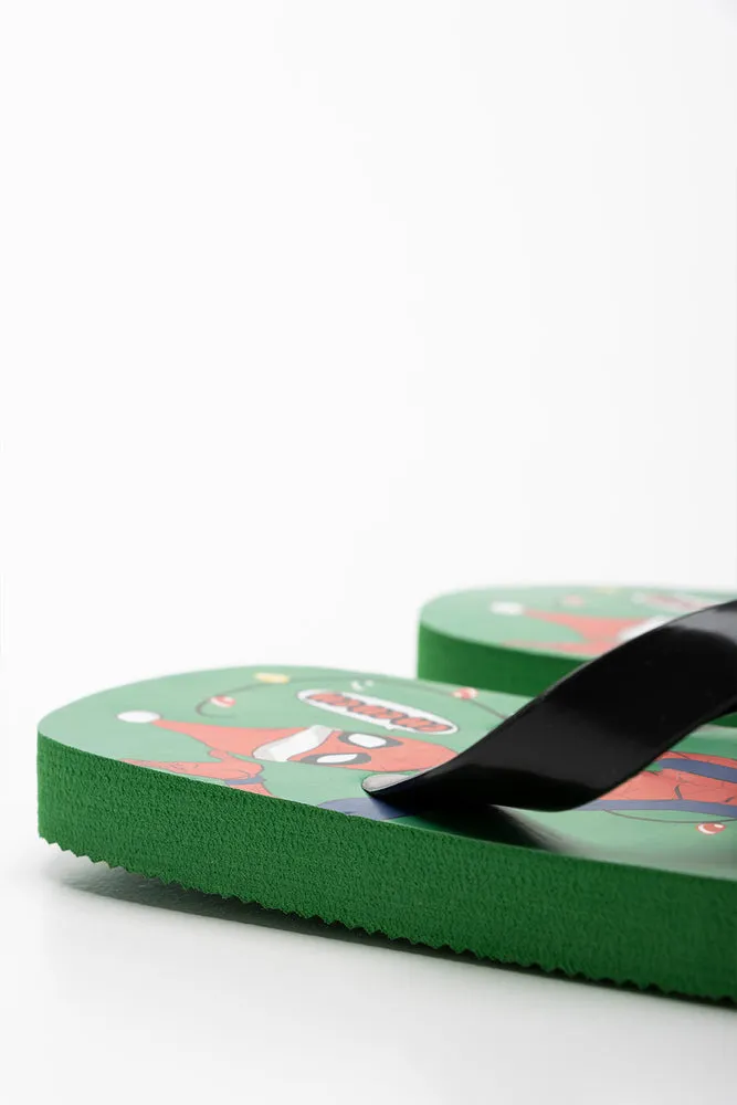 Spider-Man Christmas Flip Flop Green