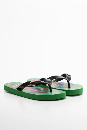 Spider-Man Christmas Flip Flop Green