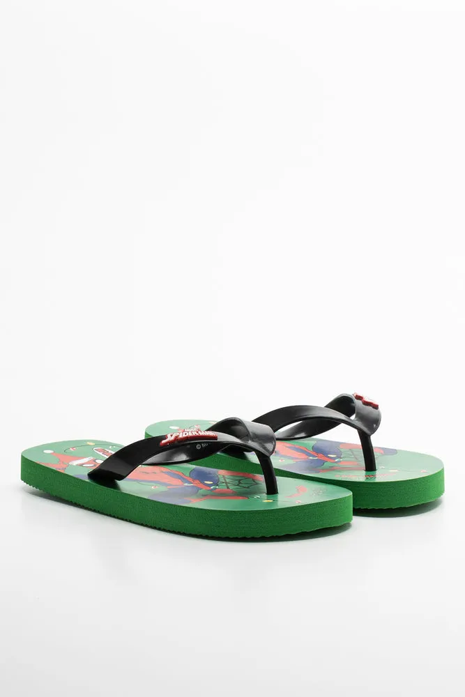 Spider-Man Christmas Flip Flop Green