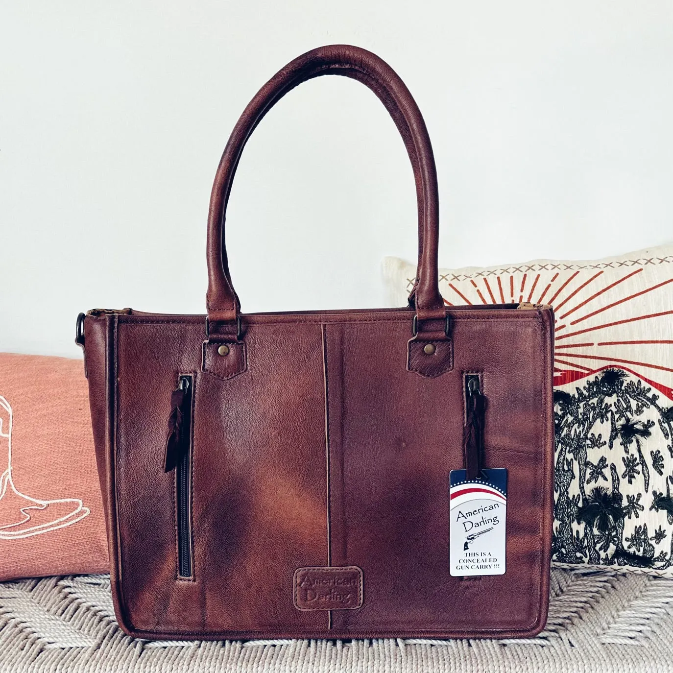 Spring Blooms Western Leather Tote Bag